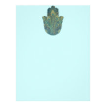 Peacock Feather Hamsa Customized Letterhead