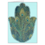 Peacock Feather Hamsa Greeting Card