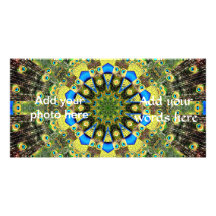 Peacock Feather Kaleidoscope 1 Photo Card Template