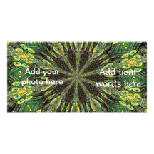 Peacock Feather Kaleidoscope 2 Personalized Photo Card