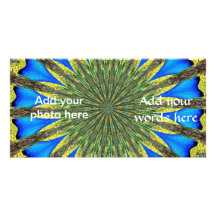 Peacock Feather Kaleidoscope 3 Customized Photo Card