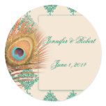 Peacock Feather on Teal Moroccan Envelope Seal stickers