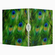 Peacock Feather Print Vinyl Binders