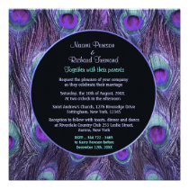Peacock Feather Purple Drama Wedding Invitation invitations