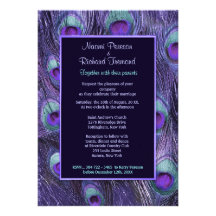Peacock Feather Purple Drama - Wedding Invitation