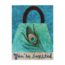 Peacock Feather Purse Postcard Invitation