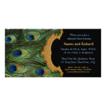 Peacock Feather Rehearsal Dinner Invitation Personalized Photo Card