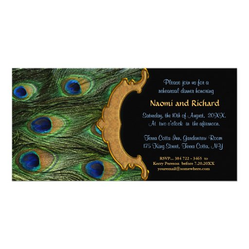 Peacock Feather Rehearsal Dinner Invitation Personalized Photo Card
