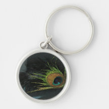 peacock feather round keychain