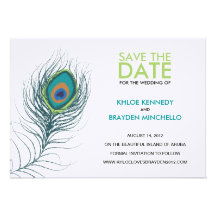 Peacock Feather Save the Date Custom Invites