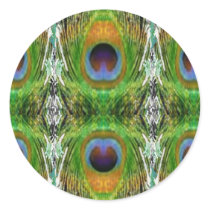 Peacock Feather Show Round Sticker