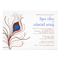 Peacock Feather Wedding Invitation - cobalt blue invitations