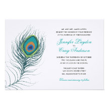 Peacock Feather Wedding Personalized Invite