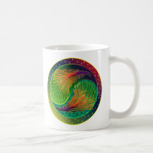 Peacock Feather Yin Yang 3 Mugs