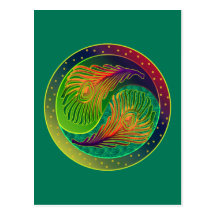 Peacock Feather Yin Yang 3 Postcard