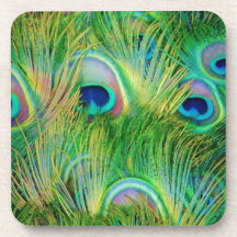Peacock Feathers Beverage Coaster