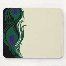 Peacock Feathers Border Mouse Pad
