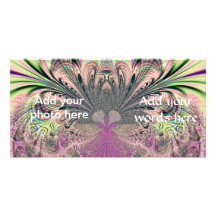 Peacock Feathers Bouquet Fractal Photo Card Template