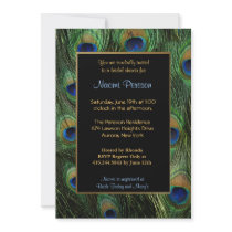 Peacock Feathers - Bridal Shower Custom Announcements