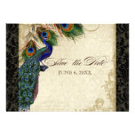 Peacock & Feathers Formal Save the Date Black Tan Invites