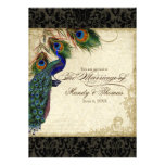 Peacock & Feathers Formal Wedding Invite Black