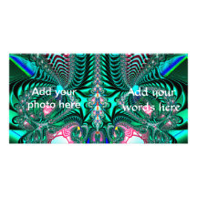 Peacock Feathers Fractal Customized Photo Card