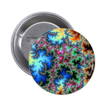 Peacock Feathers - Fractal Design Pinback Buttons