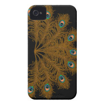 Peacock feathers gold coloured iPhone 4 cover