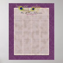 Peacock Feathers Guest Book Signing Poster