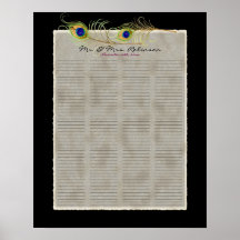 Peacock Feathers Guest Book Signing Poster
