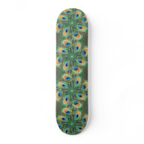 Peacock feathers mandala skateboard