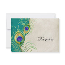 Peacock Feathers Reception Invitation Card
