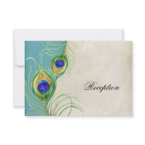Peacock Feathers Reception Invitation Card