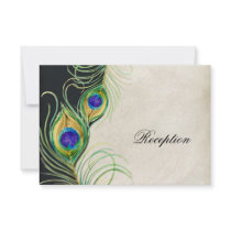 Peacock Feathers Reception Invitation Card
