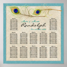 Peacock Feathers Reception Table Seating Chart Print