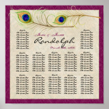 Peacock Feathers Reception Table Seating Chart Print