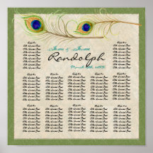 Peacock Feathers Reception Table Seating Chart Print