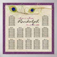 Peacock Feathers Reception Table Seating Chart Print
