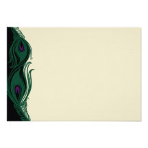 Peacock Feathers RSVP Horizontal Custom Announcement