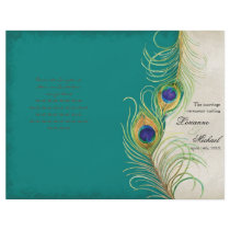 Peacock Feathers - Teal, Wedding Program