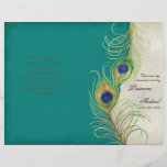 Peacock Feathers - Teal, Wedding Program Flyer