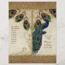 Peacock & Feathers Vintage Gold Look Damask  Swirl Flyer