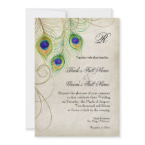 Peacock Feathers Wedding Invitation