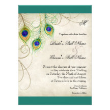Peacock Feathers Wedding Invitation