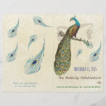 Peacock Feathers Wedding Program Personalized Flyer