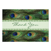 Peacock feathers Wedding Thank you Announcements