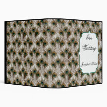 Peacock Feathers with Double Frame Wedding Album Vinyl Binders