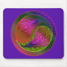 Peacock Feathers Yin Yang 2 Mousepad