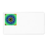 Peacock Fractal Mandala Blue Green Shipping Labels