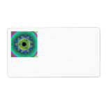 Peacock Fractal Mandala Green Shipping Label